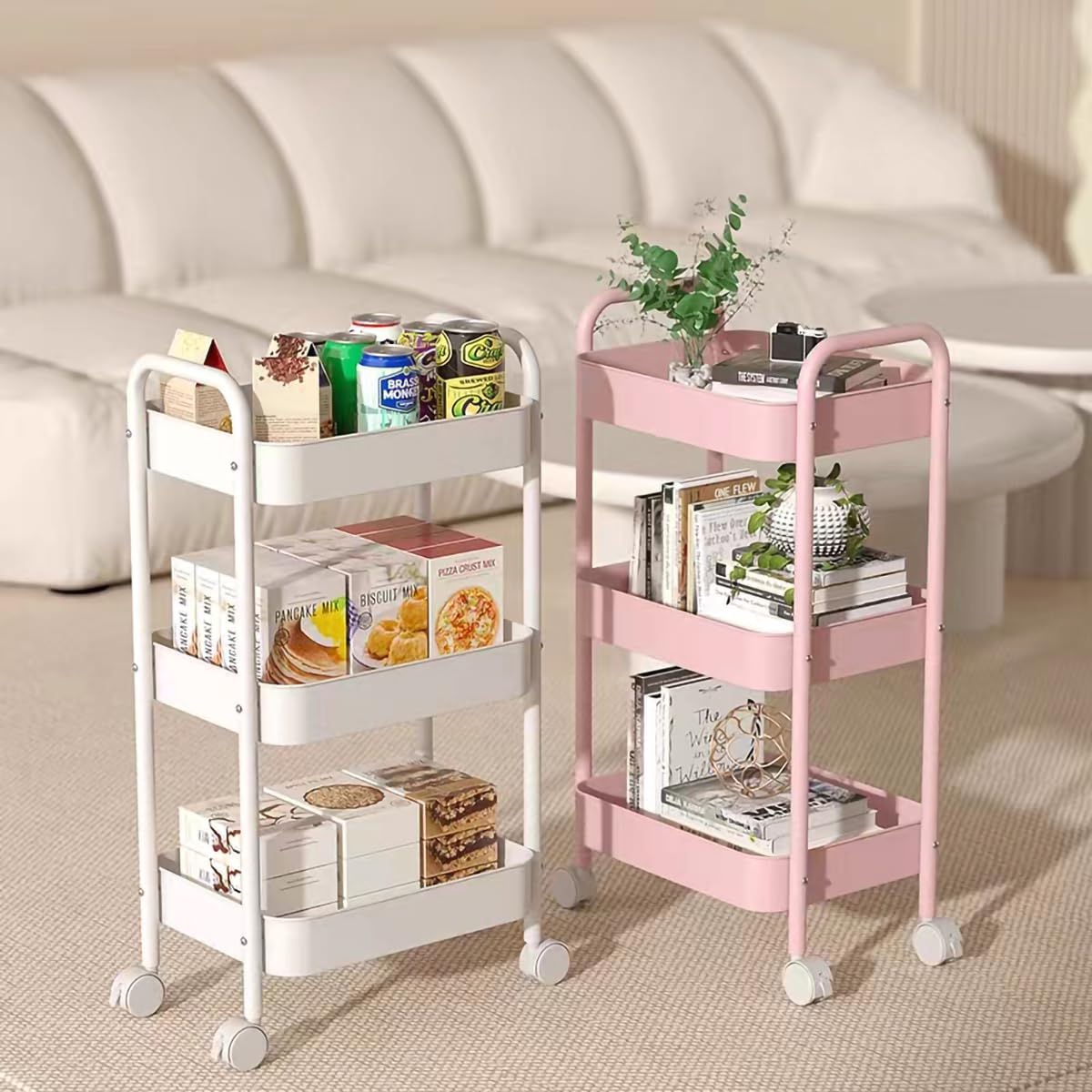 Home Bathroom Organizer - 3-poziomowy wózek na kółkach z metalową