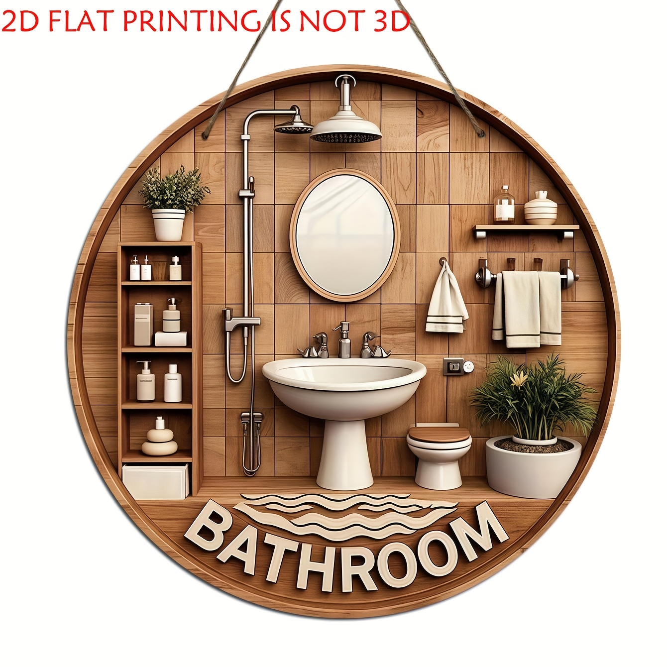 Home One Bathroom - Dekoracyjny drewniany znak i logo do
